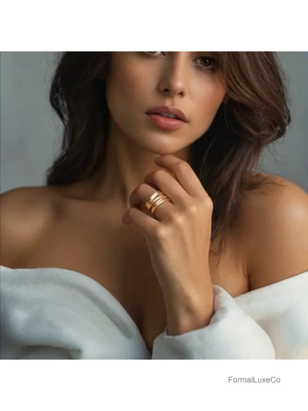 18K Gold Plated Statement Ring for Women, 5-Row Band, Sizes 5-10
